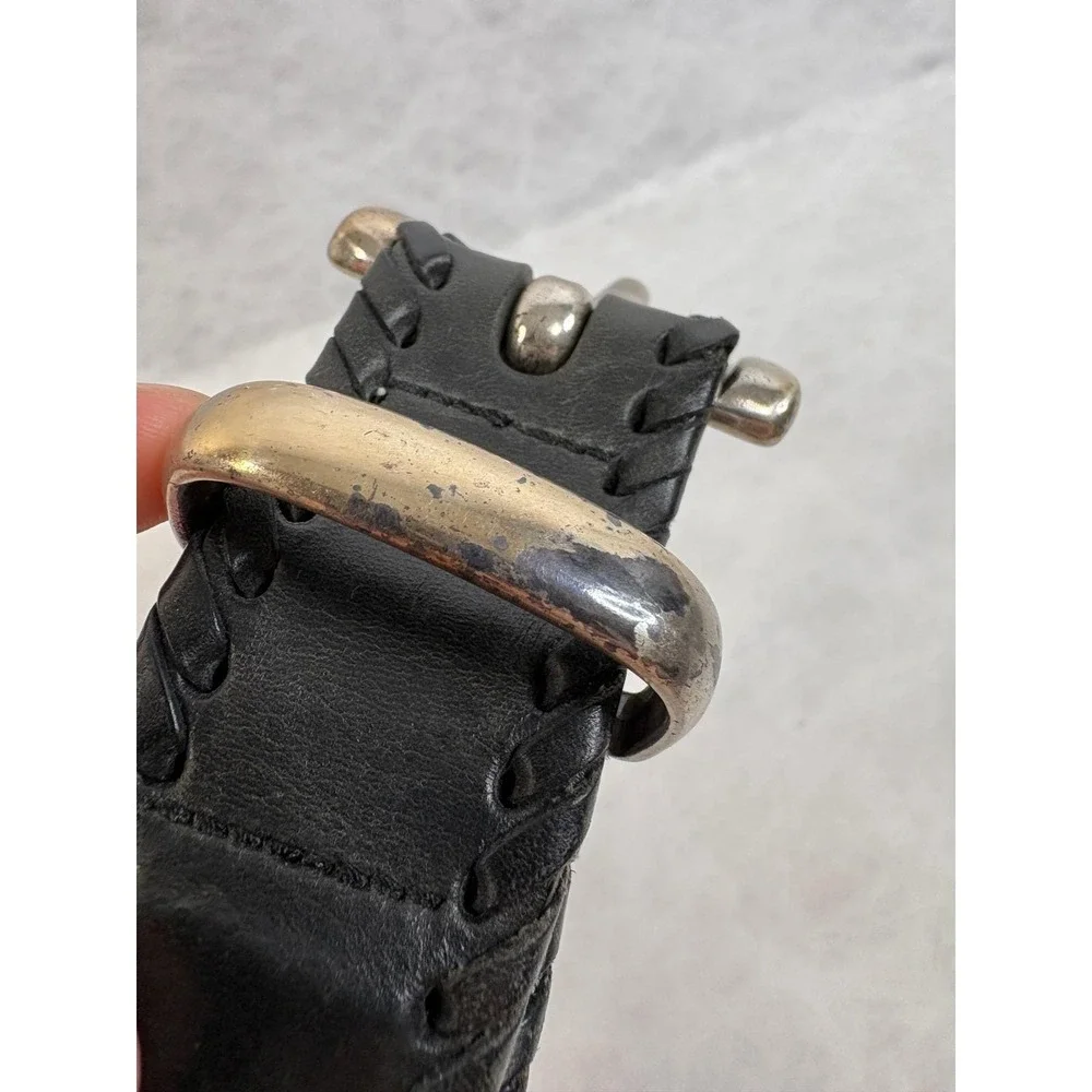 Billy Belts Vintage Mens 36 Black Full‎ Grain Leather Whipstitch Belt 1203 B